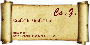 Csák Gréta névjegykártya